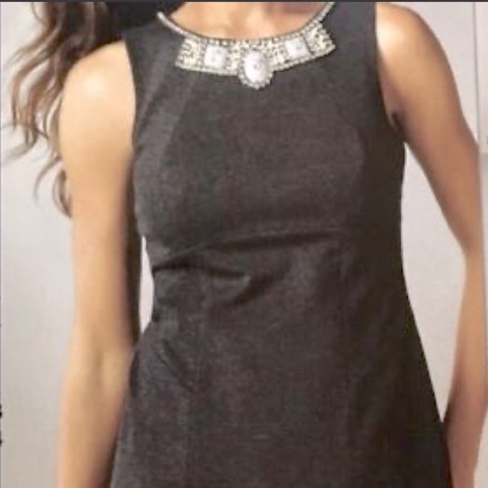 CAbi The Glitz Shell Tank Charcoal Gray Beaded Sleeveless Top Size 6